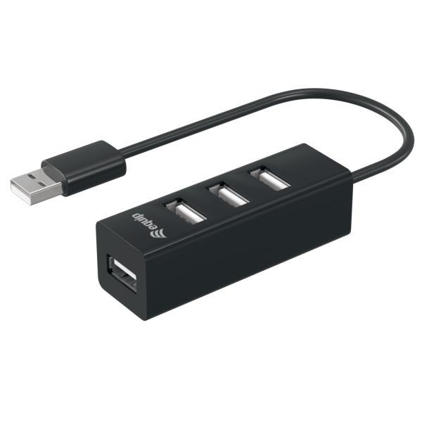 EQUIP HUB 4 PORTE USB-A 2.0 480 Mbps AUTOALIMENTATO NERO